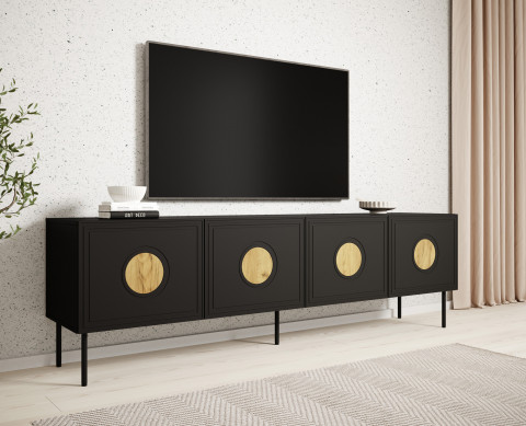 Szafka RTV PALAZZO 200x42x60 czarny + dąb craft - Galeria zdjęcie 3