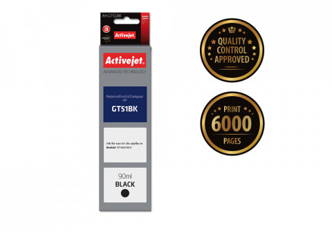 Activejet AH-GT51BK Tusz do drukarki HP, Zamiennik HP GT51BK M0H57AE; Supreme; 90 ml; 6000 stron, czarny. Buteleczki z atramentem. - Galeria zdjęcie 2
