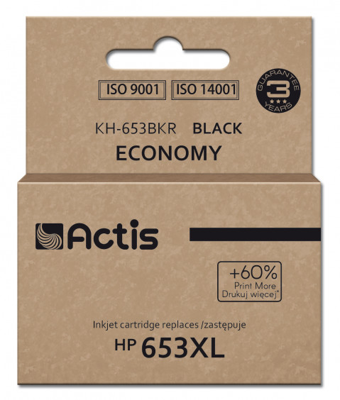 Actis KH-653BKR Tusz do drukarki HP, zamiennik HP 653XL 3YM75AE; Premium; 20ml; 575 stron; czarny. - Galeria zdjęcie 1