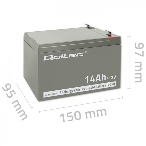 QOLTEC AKUMULATOR AGM | 12V | 14AH | MAX.210A - Galeria zdjęcie 6
