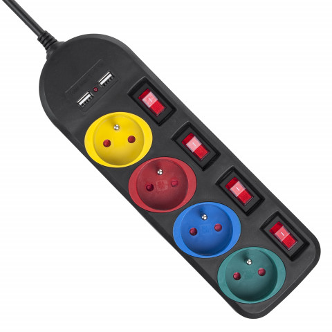 MACLEAN LISTWA ZASILAJĄCA 4 GNIAZDA 2XUSB MCE229B - Galeria zdjęcie 2