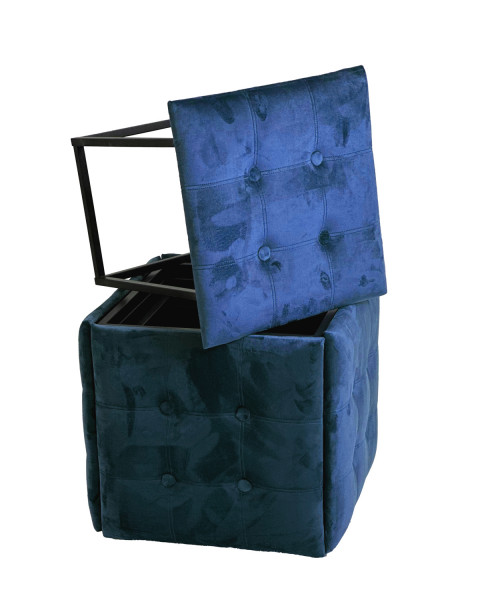 Puf-transformator 5w1 - 5 taboretów w 1 pufie granat velvet - Galeria zdjęcie 1