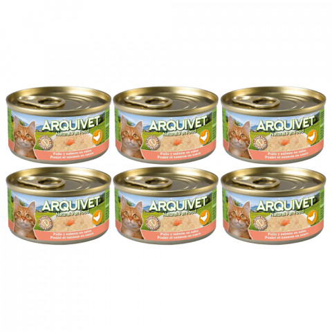 ARQUIVET kurczak w sosie z łososiem - mokra karma dla kota - 6x80g - Galeria zdjęcie 1