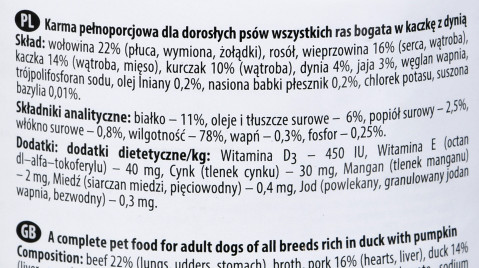 DOLINA NOTECI Premium bogata w kaczkę z dynią - mokra karma dla psa - 400g - Galeria zdjęcie 2