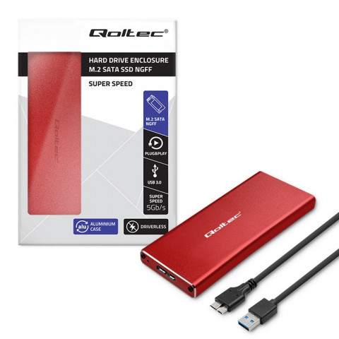 QOLTEC OBUDOWA NA DYSK M.2 SSD | SATA | NGFF | USB - Galeria zdjęcie 6