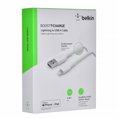 Kabel Belkin BoostCharge Braided Lightning to USB-A Cable 1m oplot White - Galeria zdjęcie 7