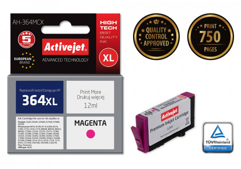 Activejet AH-364MCX Tusz do drukarki HP, Zamiennik HP 364XL CB324EE; Premium; 12 ml; purpurowy. - Galeria zdjęcie 2