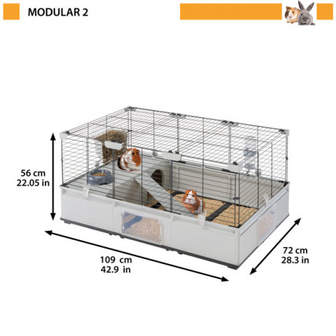 FERPLAST Modular 2 - klatka dla królika i świnki morskiej - 109 x 72 x 56cm - Galeria zdjęcie 2