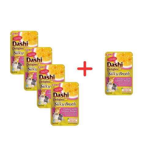 INABA CAT Dashi Delights Silky Broth Chicken with Salmon - przysmak dla kota - 4x40g + GRATIS - Galeria zdjęcie 2