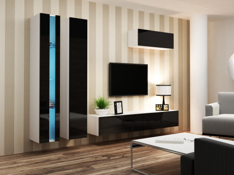 Regał VIGO NEW 180/40/30 biały/czarny połysk - Galeria zdjęcie 3