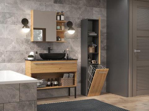 Szafka łazienkowa NEL IV 31x30xH174 antracyt/artisan - Galeria zdjęcie 3