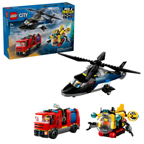 LEGO CITY 60462 Zestaw z helikopterem, wozem strażackim i łodzią podwodną - Galeria zdjęcie 1