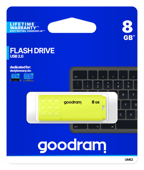 GOODRAM FLASHDRIVE 8GB UME2 USB 2.0 YELLOW - Galeria zdjęcie 5