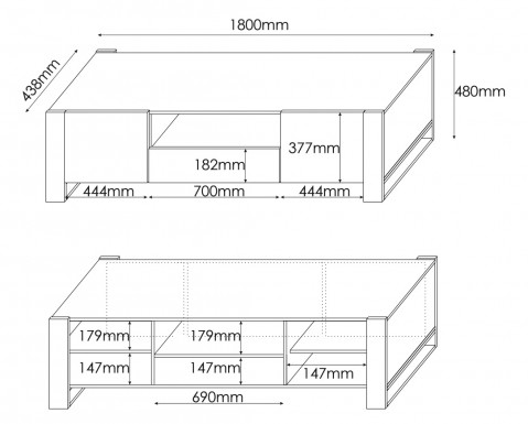 Szafka RTV WOOD 180/44/48 dąb wotan + antracyt - Galeria zdjęcie 4