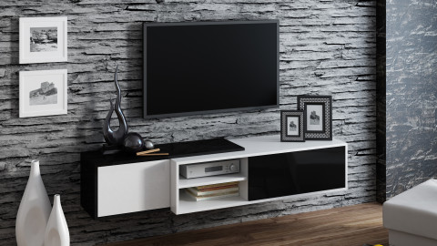 Szafka RTV SIGMA1 180 biały/czarny połysk - Galeria zdjęcie 6