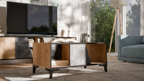 Stolik kawowy/ława OVO 90x50xH39 dąb/beton - Galeria zdjęcie 2