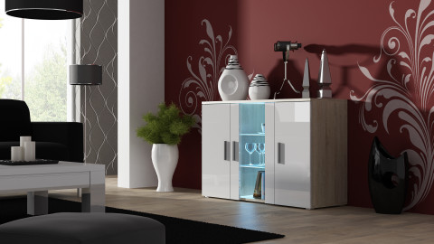 Komoda 120cm SOHO S7 dąb sonoma/ biały połysk - Galeria zdjęcie 1