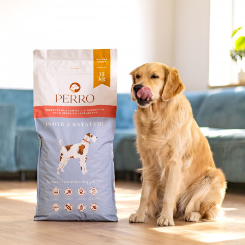 PERRO Indyk z batatami Średnie i duże rasy - sucha karma dla psa - 12kg - Galeria zdjęcie 4