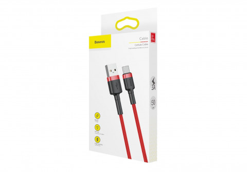 BASEUS CAFULE KABEL USB-C 3A 0,5M CZERWONY - Galeria zdjęcie 7