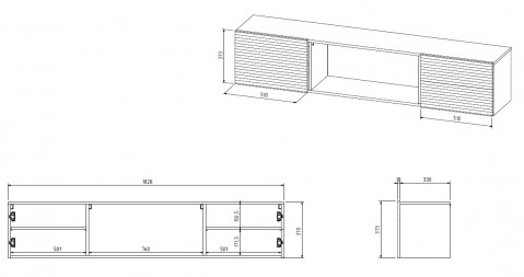 Szafka RTV TULA 183x35x37 czarny mat + czarny kominek - Galeria zdjęcie 4