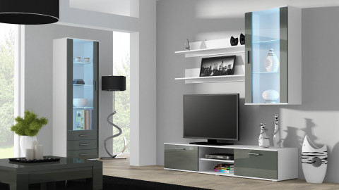 Szafka RTV SOHO 180 biały/ szary połysk - Galeria zdjęcie 5
