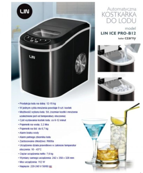 Kostkarka do lodu LIN ICE PRO-B12 czarna - Galeria zdjęcie 9