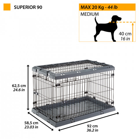 FERPLAST Superior 90 - klatka dla psów - 92 x 58,5 x 62,5 cm - Galeria zdjęcie 2