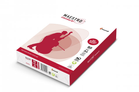 Papier xero ksero biurowy Maestro Stadard Plus kl. B 94918A80 (A4; 80g/m2; 500 szt. arkuszy.; papier biały, matowy, dwustronnie gładzony) - Galeria zdjęcie 1