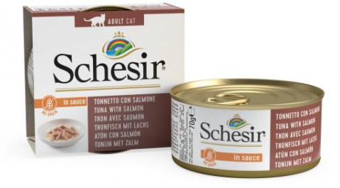 SCHESIR Adult IN SAUCE Tuńczykiem z łososiem w sosie 70g - Galeria zdjęcie 2
