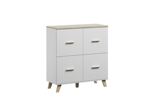Komoda LOTTA 110 4D biały+ dąb sonoma - Galeria zdjęcie 3