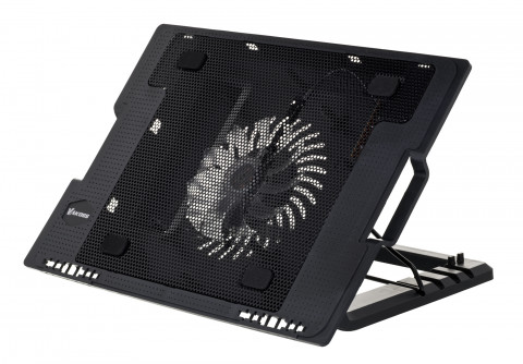 VAKOSS PODSTAWKA CHŁODZĄCA POD NOTEBOOKA 17",1 WENTYLATOR, LED, REGULACJA WYSOKOŚCI, LF-1860AL CZARNA - Galeria zdjęcie 2