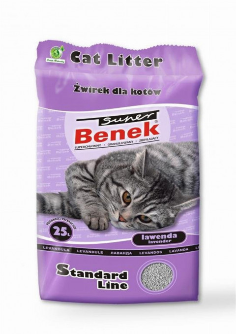 CERTECH Super Benek Standard Lawenda - żwirek dla kota zbrylający 25 l - Galeria zdjęcie 1