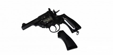 Rewolwer WEBLEY MKVI .455 Police kal.5,5 mm Diabolo łuski 6-strzał. lufa 4" CO2 Battlefield Ekp do17J - Galeria zdjęcie 10