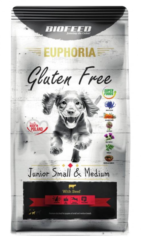 BIOFEED Euphoria Gluten Free Junior small & medium Wołowina - sucha karma dla psa - 12 kg - Galeria zdjęcie 1