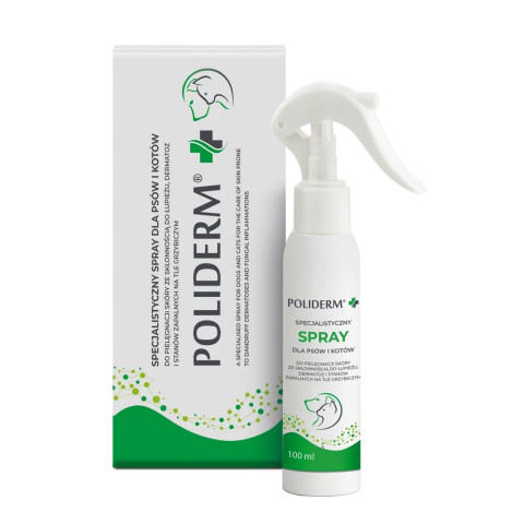 JM SANTE Poliderm Spray - spray do pielęgnacji skóry ze skłonnością do łupieżu, dermatoz i stanów zapalnych dla psa i kota - 100ml - Galeria zdjęcie 1