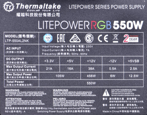 Zasilacz Thermaltake Litepower RGB 550W - Galeria zdjęcie 3