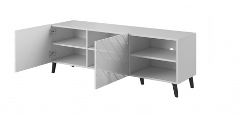 Szafka RTV ABETO 150x42x52 biały/biały połysk - Galeria zdjęcie 2