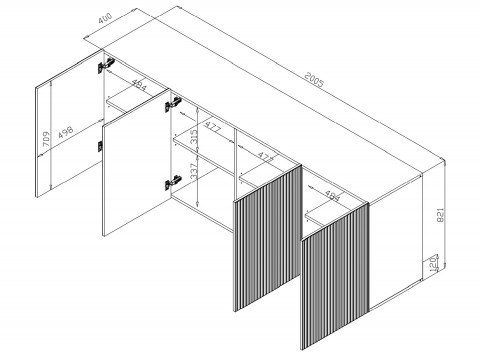 Komoda PAFOS 200x40x82 czarny mat - Galeria zdjęcie 4