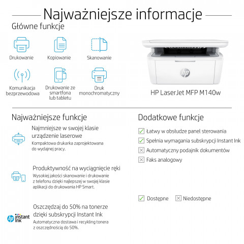 URZĄDZENIE WIELOF. HP LaserJet M140w 7MD72F MFP - Galeria zdjęcie 5