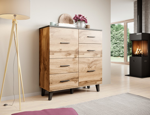 Komoda LOTTA 110 2D4S wotan + czarny mat - Galeria zdjęcie 4