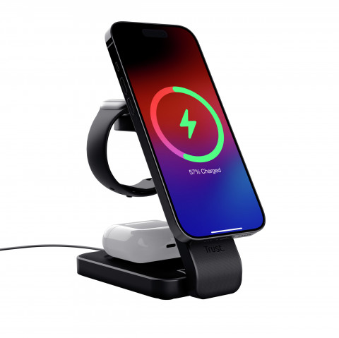Magnetic Charge Stand Trust Viro 3-in-1 Wireless Black (25464) - Galeria zdjęcie 2