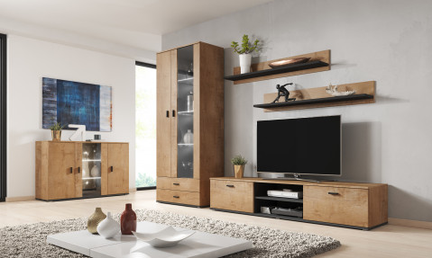 Witryna SOHO S6 2D2S dąb lefkas+ czarny - Galeria zdjęcie 5