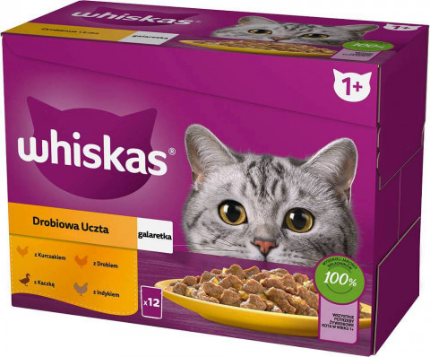 Whiskas Drobiowa Uczta w galaretce Adult - mokra karma dla kota - saszetka -12x85 g - Galeria zdjęcie 1