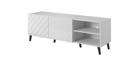 Szafka RTV ABETO 150x42x52 biały/biały połysk - Galeria zdjęcie 1