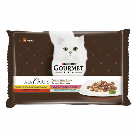 GOURMET A la Carte Kurczak, Pstrąg, Wołowina, Rdzawiec - mokra karma dla kota - 4 x 85g - Galeria zdjęcie 1