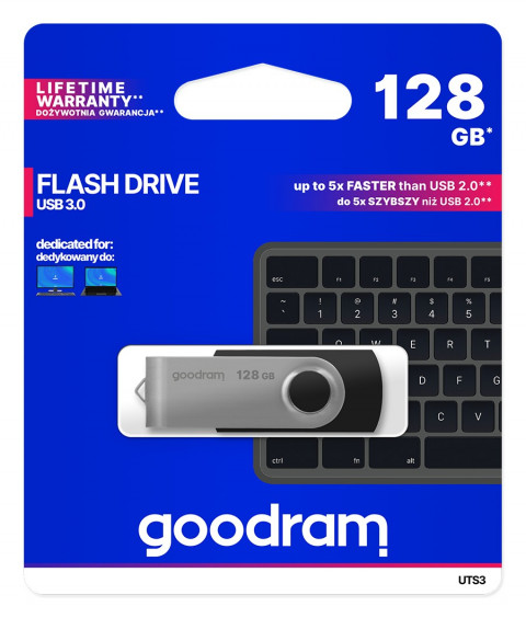 Pendrive Goodram Flashdrive 128GB USB 3.0 UTS Black - Galeria zdjęcie 5