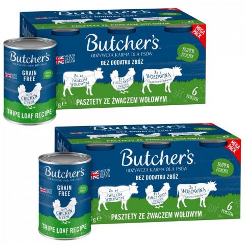 BUTCHER'S Original Mega pack mix ze żwaczem wołowym - mokra karma dla psa - 12x400g (2x(6x400g)) - Galeria zdjęcie 1