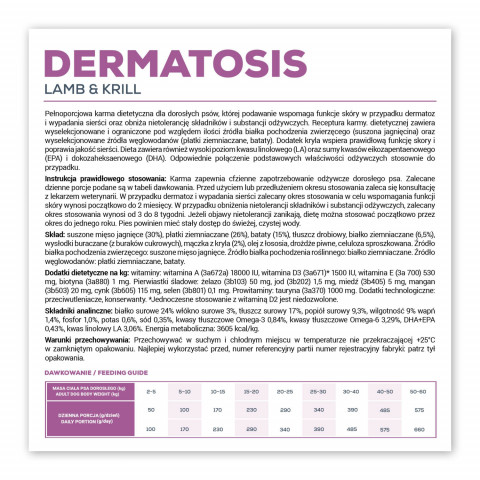VET EXPERT Veterinary Diet Dermatosis Dog Lamb & Krill - sucha karma dla psa - 2kg - Galeria zdjęcie 3