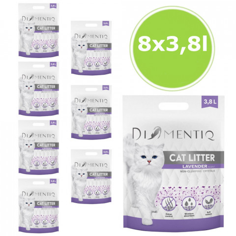 DIAMENTIQ Żwirek Lavender Silikonowy, Niezbrylający się dla kota - 8x3,8 l - Galeria zdjęcie 1