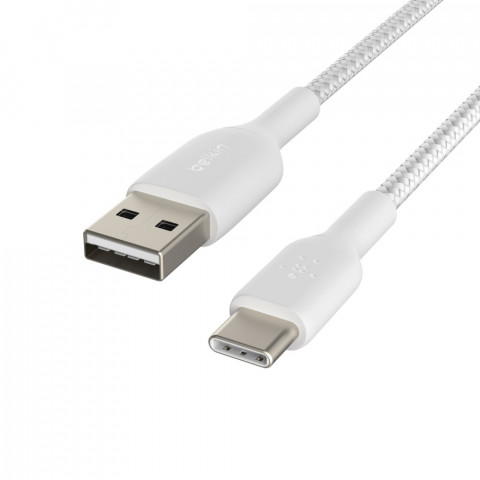 Kabel Belkin BoostCharge Braided USB-C to USB-A Cable 3m oplot White - Galeria zdjęcie 2